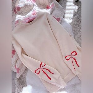ASOS Cream Sweatshirt with Red Bows🎀